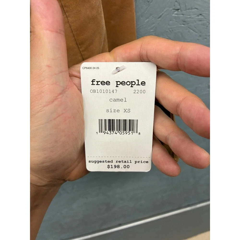 Free People Moto Jacket Faux Leather Women's Size XS‎ Brown Camel NWT - Picture 8 of 10